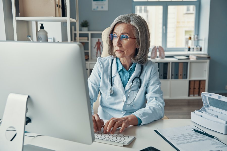 Doctor in white lab coat